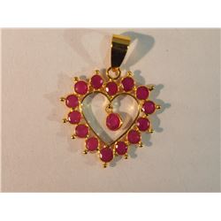 #6-18K YELLOW GOLD RUBY (1.08CT) HEART PENDANT