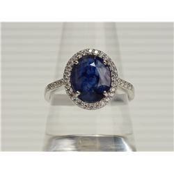 #14-STERLING SILVER SAPPHIRE (3.0CT) RING