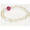 Image 1 : #15-FRESHWATER PEARL BRACELET WITH PINK CRYSTAL