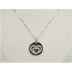 #18-STERLING SILVER DIAMOND (0.35CT) HEART PENDANT