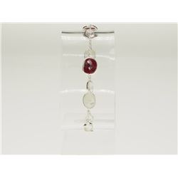 #22-STERLING SILVER RUBY AND MOONSTONE BRACELET