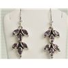 Image 1 : #24-STERLING SILVER AMETHYST DROP EARRINGS