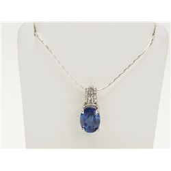 #25-STERLING SILVER CREATED SAPPHIRE(1.8CT),