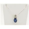 Image 1 : #25-STERLING SILVER CREATED SAPPHIRE(1.8CT),