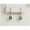 Image 1 : #28-14K YELLOW GOLD EMERALD (2.6CT) HOOP EARRINGS