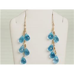 #31-14K WHITE GOLD BLUE TOPAZ DROP EARRINGS