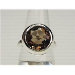 #32-STERLING SILVER SMOKY QUARTZ RING