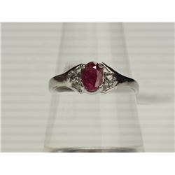 #34-10K WHITE GOLD RUBY (0.60CT) AND DIAMOND RING