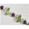 Image 1 : #35-STERLING SILVER PERIDOT AND GARNET BRACELET