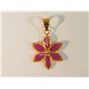 Image 1 : #47-18K YELLOW GOLD RUBY (1.5CT) FLOWER PENDANT