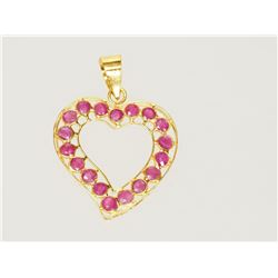 #49-18K GOLD RUBY (0.78CT) HEART-SHAPED PENDANT