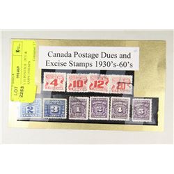 TEN CANADIAN POSTAGE DUES & EXCISE STAMPS