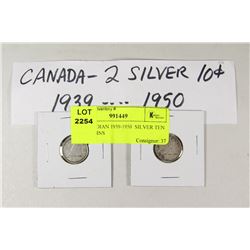 CANADIAN 1939-1950 SILVER TEN CENT COINS