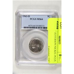 1963 "D" JEFFERSON NICKEL PCGS PR64