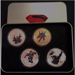 LOT OF 4 COLORIZED SUPERMAN TOKENS