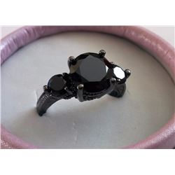 TRIPLE BLACK SAPPHIRE RING SIZE 8