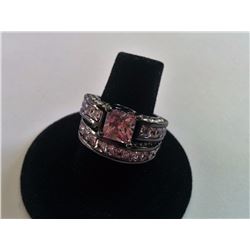 PINK & CLEAR CRYSTAL WEDDING SET SIZE 8
