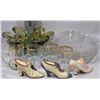 Image 1 : BOX WITH BLOWN GLASS DECORATIVE DISHES,14K TRIMMED