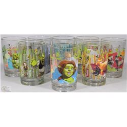 COMPLETE SET OF 8 SHREK DRINKING GLASSES