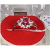Image 1 : #32NATURAL ENHANCED RUBY+CZ .925 STERLING SILVER