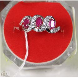 #31NATURAL ENHANCED RUBY+CZ .925 STERLING SILVER