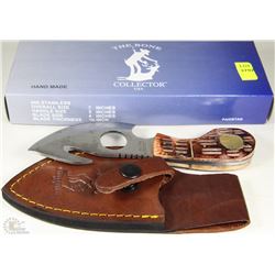 HANDMADE 7" BONE HANDLE KNIFE W/ SHEATH