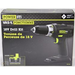 POWER-IT 18V DRILL KIT WITH CHARGER AND BATTERY