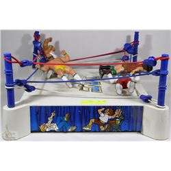 VINTAGE 1980'S WWF RING WITH FOUR WRESTLERS