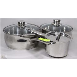 LOT OF 3 INTERBEST POTS WITH LIDS