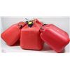 Image 1 : 3 ASSORTED  GAS JERRY CANS (1) 15L & (2) 9.4L