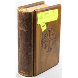1927 BIBLE WITH WOODEN COVER