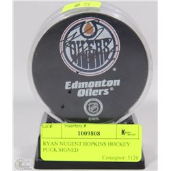 RYAN NUGENT HOPKINS HOCKEY PUCK SIGNED
