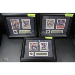 LOT OF 3 FRAMED HOCKEY CARDS INCL.WAYNE GRETZKY,