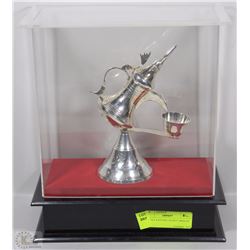 MIDDLE EASTERN TEAPOT IN DISPLAY CASE