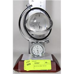 CRYSTAL WORLD GLOBE WITH CIRCA CLOCK
