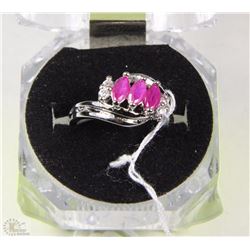 #34 NATURAL RUBY+CZ .925 STERLING SILVER RING