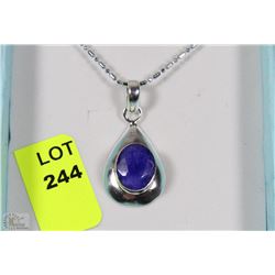 #5 NATURAL ENHANCED SAPPHIRE PENDENT .925 STERLING