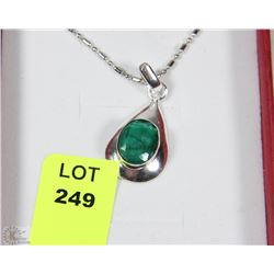 #7 NATURAL ENHANCED EMERALD PENDENT .925 STERLING