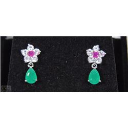 #4 NATURAL ENHANCED EMERALD+RUBY+CZ .925 STERLING