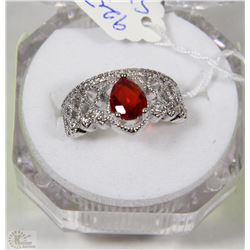 #52NATURAL ENHANCED RUBY+CZ .925 STERLING SILVER