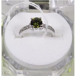 #42NATURAL PERIDOT+CZ .925 STERLING SILVER RING