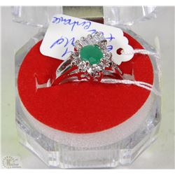 #51NATURAL ENHANCED EMERALD+CZ .925 STERLING