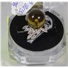 Image 1 : #45NATURAL 12MM AMBER+CZ .925 STERLING SILVER RING