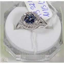 #50TURKISH BLUE SAPPHIRE+CZ .925 STERLING SILVER