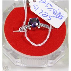 #40NATURAL AMERTHYST+CZ .925 STERLING SILVER RING