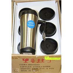 CASE OF SIX 16OZ STAINLESS STEEL DOUBLE WALL MUGS