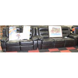 NEW (BLAKE) BLACK LEATHERETTE RECLINING SOFA AND
