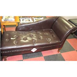 NEW BROWN LEATHERETTE STORAGE CHAISE LOUNGE CHAIR