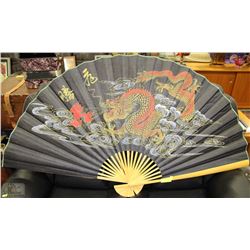 CHINESE DRAGON  WALL HANGING FAN 62.5"L X34"H