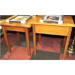 2 WOODEN PINE END TABLES
